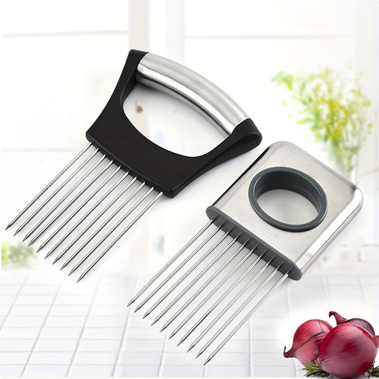 Onion Slicer Holder, Onion Holder For Slicing, 304 Stainless Steel Onion Slicer Cutter, Lemon Holder Slicer, Creative Onion Slicer Holder, Onion Slicer Cutter For Steak Tendons, Household Gadget, Kitc